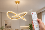 Lustre LED Moderne en Cristal Doré - Image 3