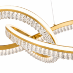 Lustre LED Moderne en Cristal Doré - Image 2
