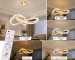 Lustre LED Moderne en Cristal Doré – Image 4