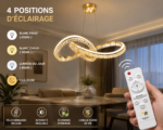 Lustre LED Moderne en Cristal Doré – Image 3