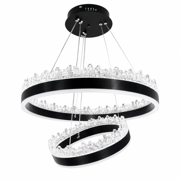 Lustre LED Moderne en Cristal Noir