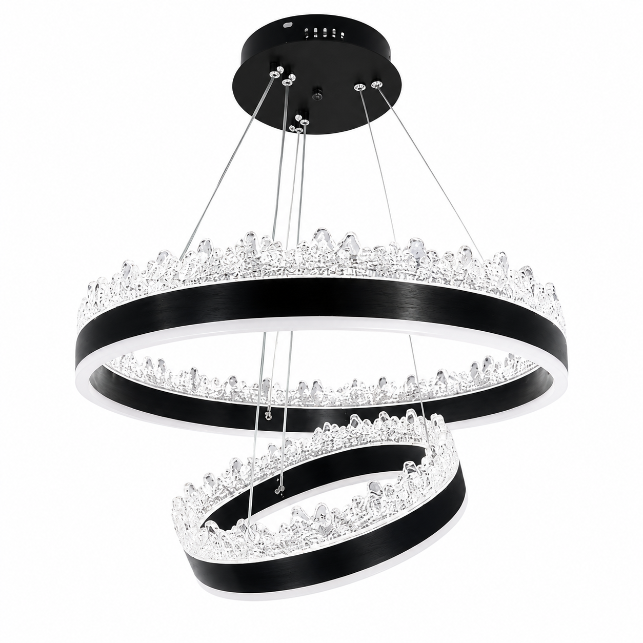 IMG_4614 Lustre LED Moderne en Cristal Noir - Image 1