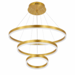 Lustre LED Moderne Suspendu 3 Anneaux Dorés