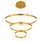 Lustre LED Moderne Suspendu 3 Anneaux Dorés