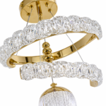 Lustre LED Moderne en Cristal Doré avec Sphère Lumineuse - Image 2