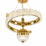 Lustre LED Moderne en Cristal Doré avec Suspension Décorative