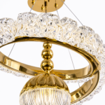 Lustre LED Moderne en Cristal Doré avec Suspension Décorative - Image 3