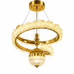 Lustre LED Moderne en Cristal Doré avec Suspension Décorative - Image 2