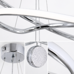 Lustre LED Moderne Argent avec Anneau Elliptique et Sphère Cristal - Image 4