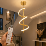 Lustre LED Spiral Moderne Doré - Image 3