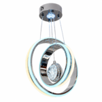 Lustre LED Moderne Argent à Trois Anneaux Elliptiques avec Sphère Cristal - Image 3