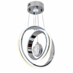 Lustre LED Moderne Argent à Trois Anneaux Elliptiques avec Sphère Cristal – Image 5