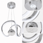Lustre LED Moderne Argent et Doré à Design Ondulé avec Sphère Cristal - Image 5