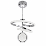 Lustre LED Moderne Doré à Double Anneau Cristal avec Sphère Lumineuse