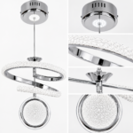 Lustre LED Moderne Doré à Double Anneau Cristal avec Sphère Lumineuse - Image 4