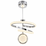 Lustre LED Moderne Doré à Double Anneau Cristal avec Sphère Lumineuse - Image 3