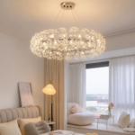 Lustre Suspendu Anneau Cristal Luxury Chrome – 80 CM – Image 2