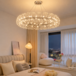 Lustre Suspendu Anneau Cristal Luxury Chrome – 80 CM – Image 3