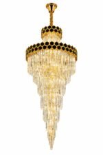 Lustre Cascade Cristal Grand Luxury Or