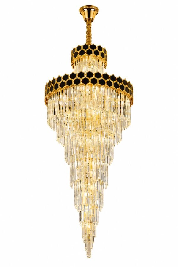 Lustre Cascade Cristal Grand Luxury Or