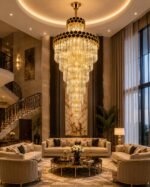 Lustre Cascade Cristal Grand Luxury Or – Image 2