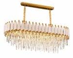 Lustre Rectangulaire Cristal Luxury Or & Blanc