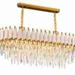Lustre Rectangulaire Cristal Luxury Or & Blanc