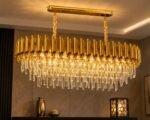 Lustre Rectangulaire Cristal Luxury Or & Blanc – Image 3