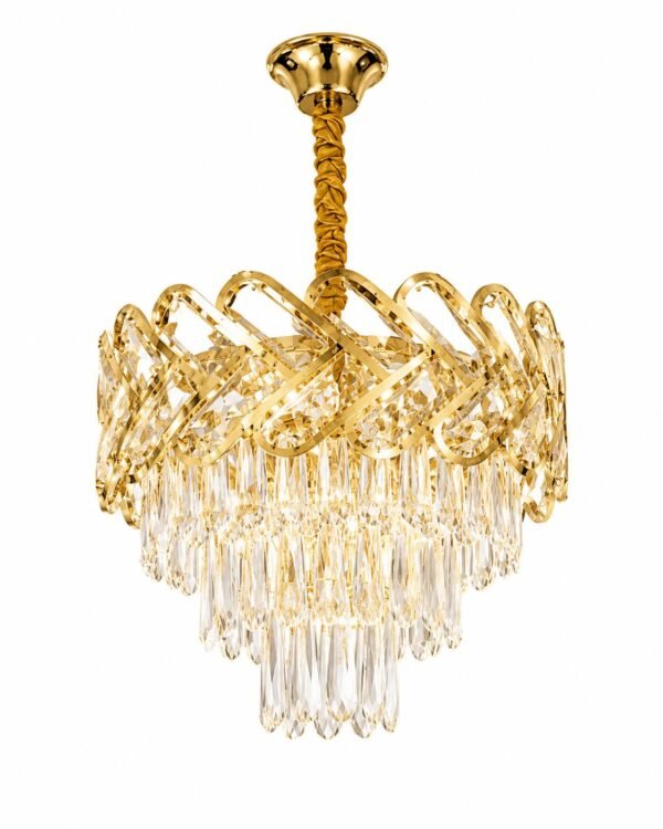 Lustre Tambour Cristal Luxury Or à Pampilles