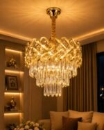 Lustre Tambour Cristal Luxury Or à Pampilles – Image 3