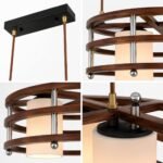 Lustre Moderne Anneaux Bois – Image 4