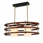 Lustre Moderne Anneaux Bois – Image 3