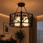Lustre Moderne Floral Noir – Image 3