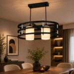 Lustre Moderne Anneaux Noir