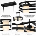 Lustre Moderne Anneaux Noir – Image 2