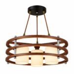 Lustre Moderne Anneaux Bois – 3 Lampes