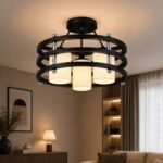 Lustre Moderne Anneaux Bois – 3 Lampes – Image 5