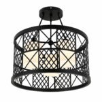 Lustre Moderne Cage Géométrique Noir