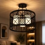 Lustre Moderne Cage Géométrique Noir – Image 3