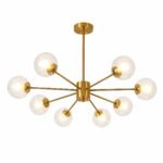 Lustre Moderne Boules Doré – 8 Globes en Verre