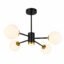 Lustre Moderne Noir et Doré – 4 Boules en Verre Dépoli