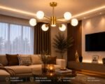 Lustre Moderne Doré – 6 Boules en Verre Dépoli – Image 2