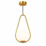 Suspension Moderne Dorée – Boule en Verre Dépoli