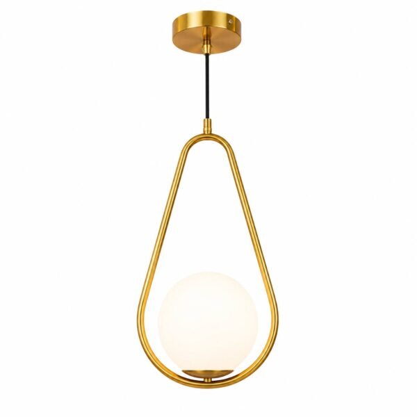 Suspension Moderne Dorée – Boule en Verre Dépoli