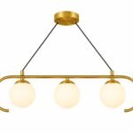 Suspension Linéaire Moderne Dorée – 3 Boules en Verre Dépoli