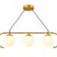 Suspension Linéaire Moderne Dorée – 3 Boules en Verre Dépoli