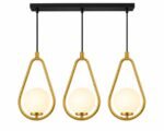 Suspension Linéaire Moderne – 3 Gouttes Dorées avec Boules en Verre Dépoli