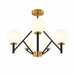 Lustre Moderne Géométrique – 5 Boules en Verre Dépoli