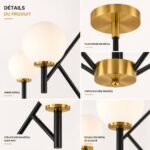 Lustre Moderne Géométrique – 5 Boules en Verre Dépoli – Image 4