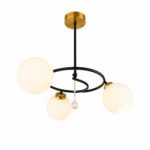Lustre Moderne Circulaire – 3 Boules en Verre Dépoli